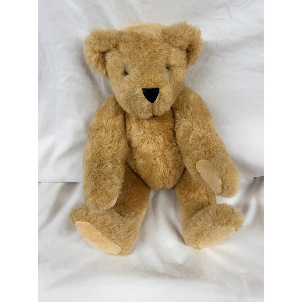 Vintage 1992 Vermont Teddy Bear Co Honey Brown Jointed Plush Stuffed Animal